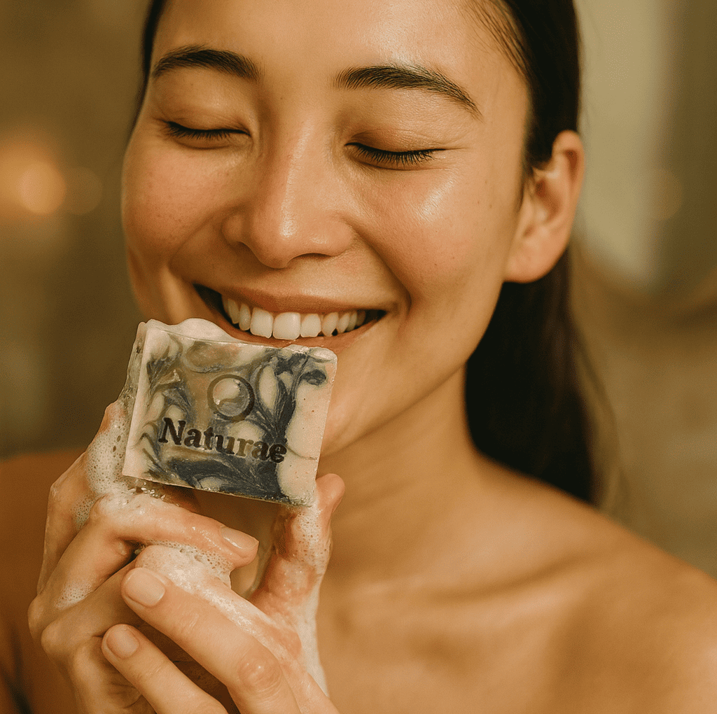 Xà phòng giảm mụn lưng Naturae handmade từ than tre và thảo mộc thiên nhiên